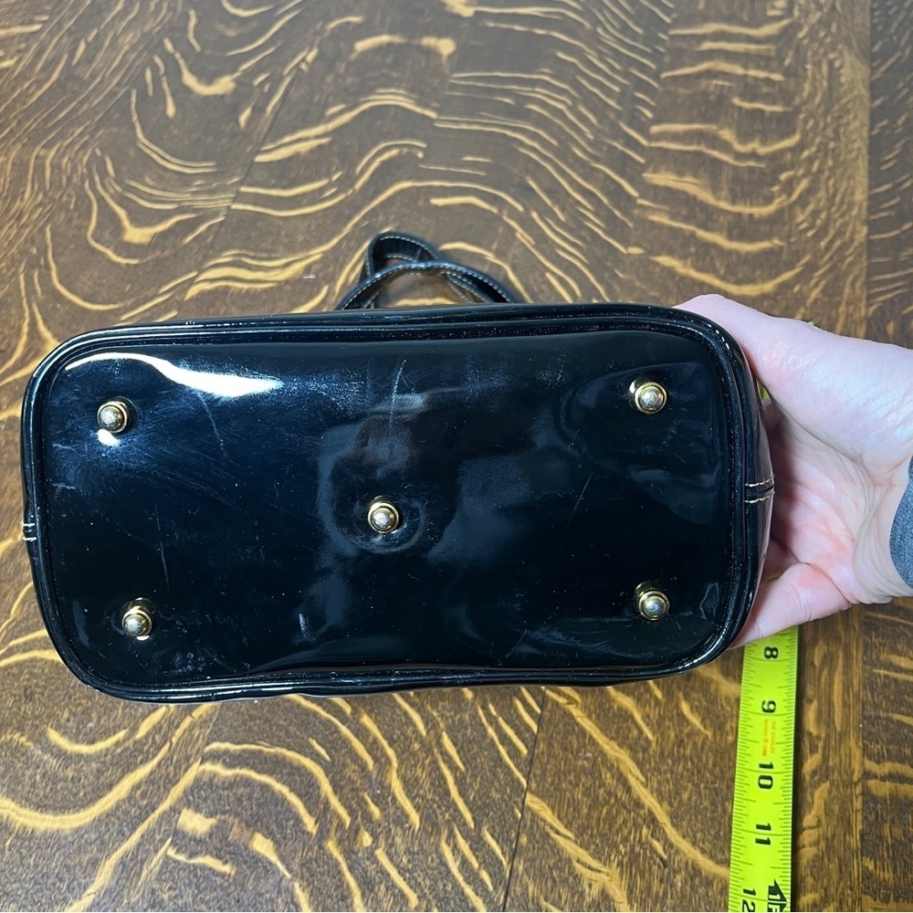 Eric Javits Squishee Black Patent Tote with Gold Hardware - Picture 4 of 9